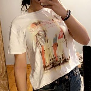 Cropped White Graphic Tee